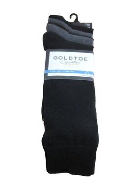 Gold Toe Signature Collection Men's 5 pack Crew Socks Size 6-12.5 Black Grey NWT